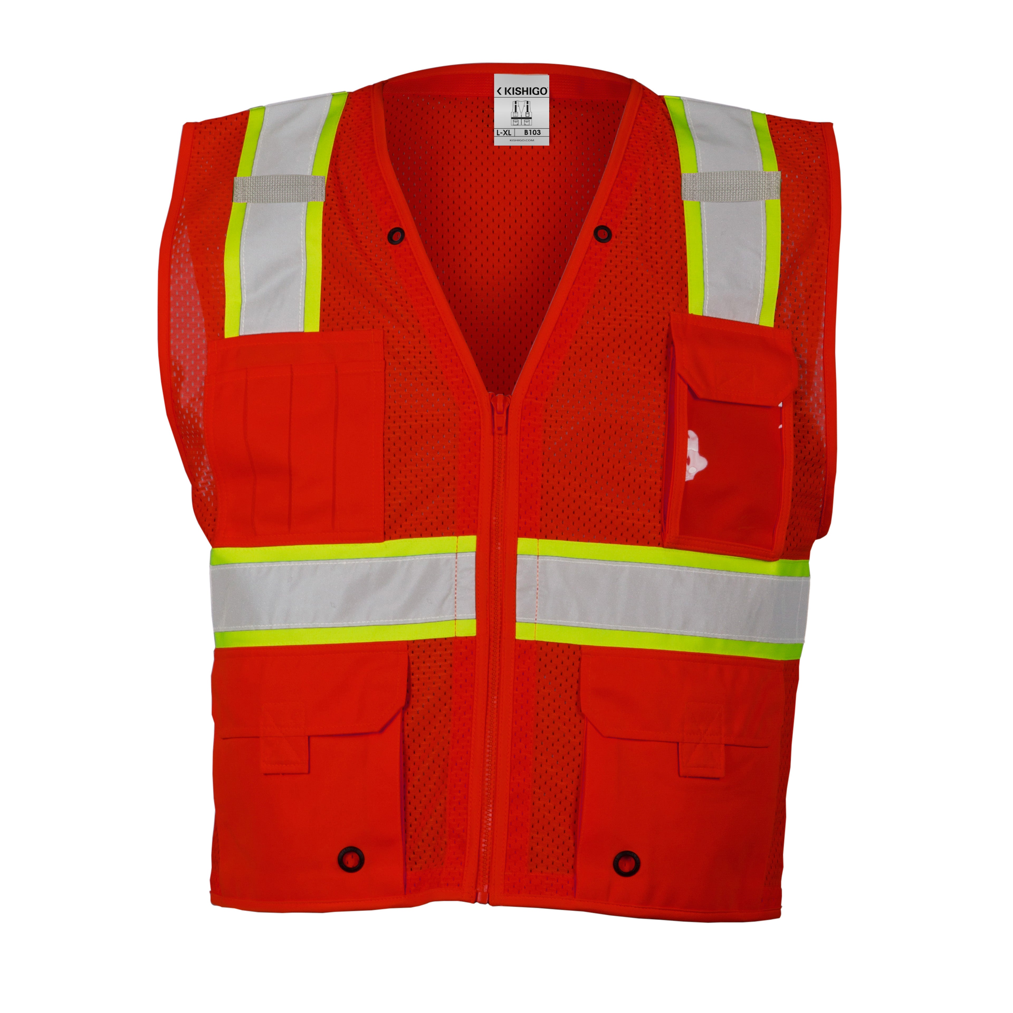 Kishigo B103 Enhanced Visibility Multi Pocket Mesh Vest - Safety Vest