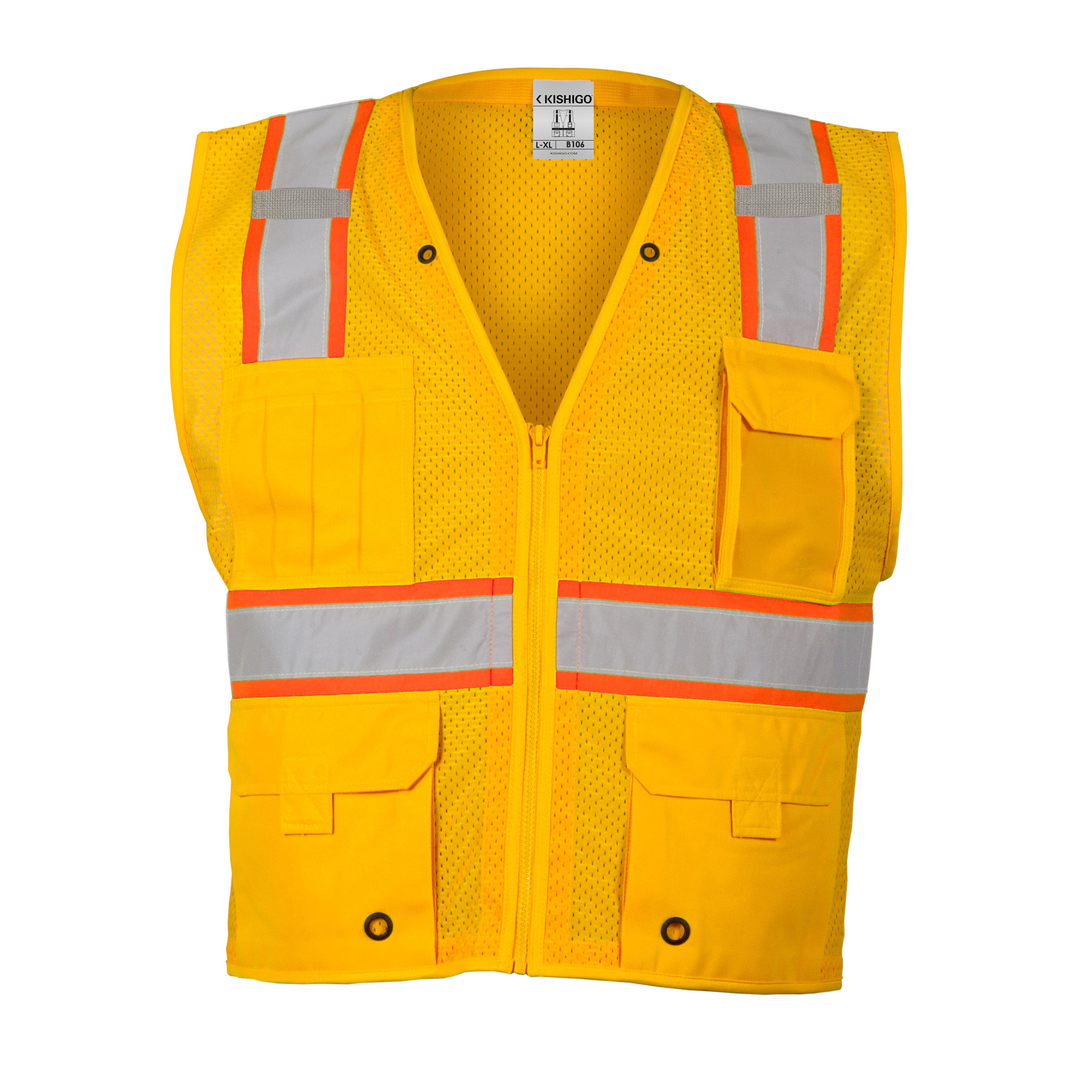 Kishigo B106 Enhanced Visibility Multi Pocket Mesh Vest - Safety Vest