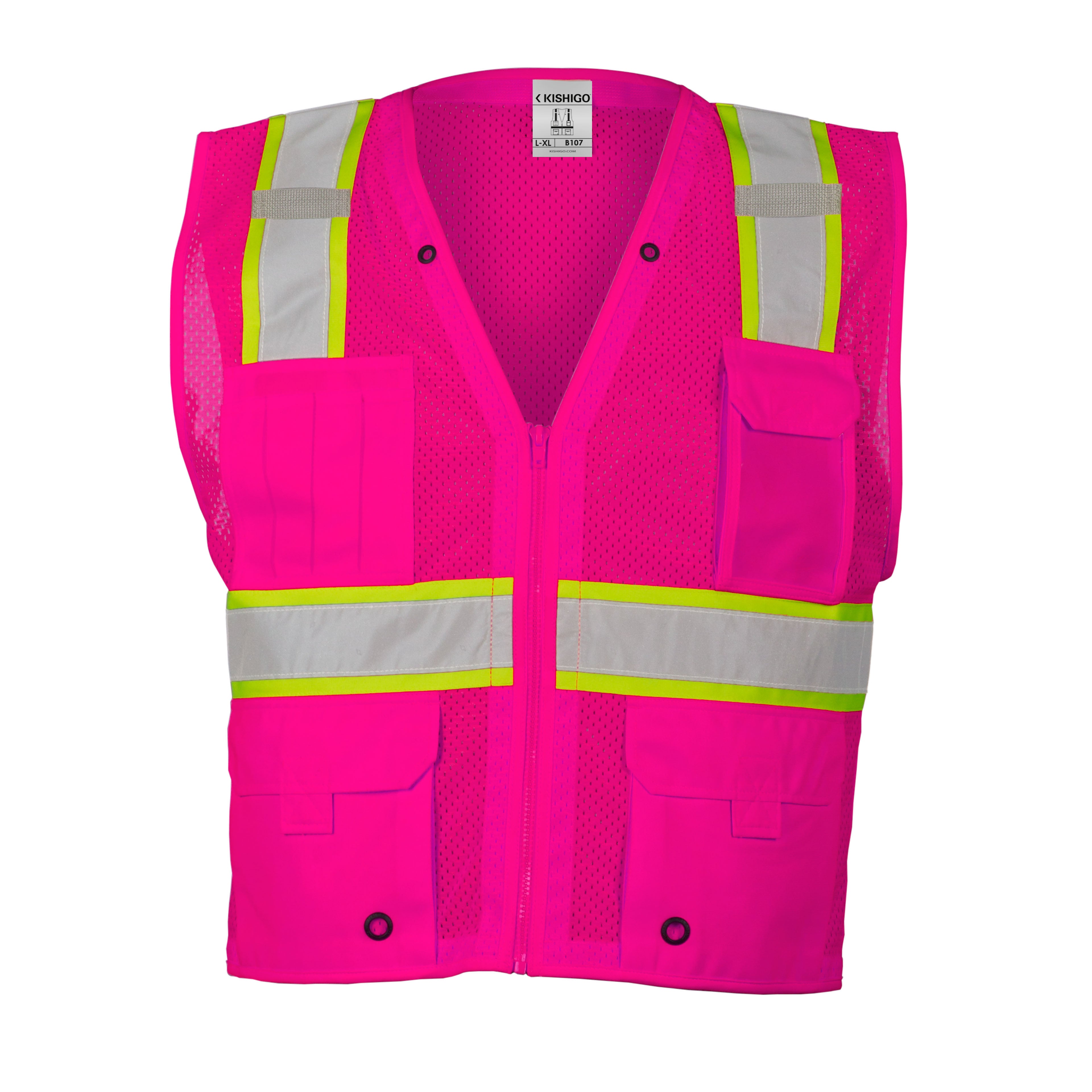 Kishigo B107 Enhanced Visibility Multi Pocket Mesh Vest - Safety Vest