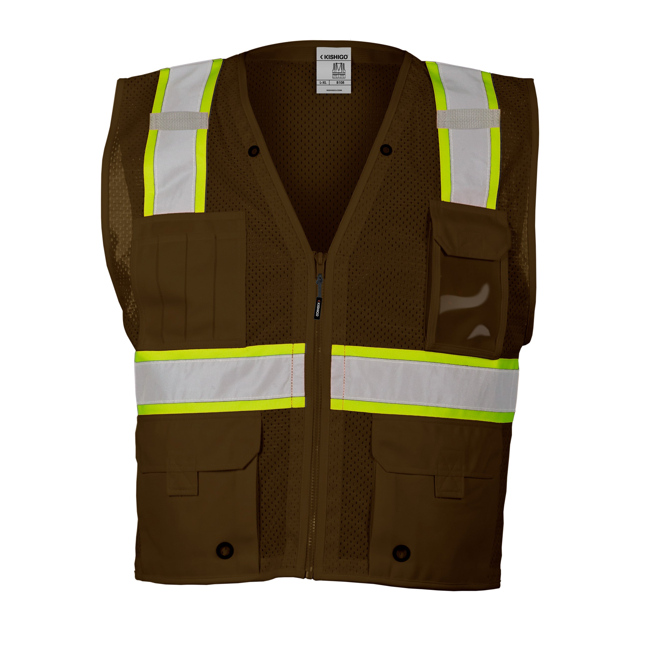 Kishigo B108 Enhanced Visibility Multi Pocket Mesh Vest - Safety Vest