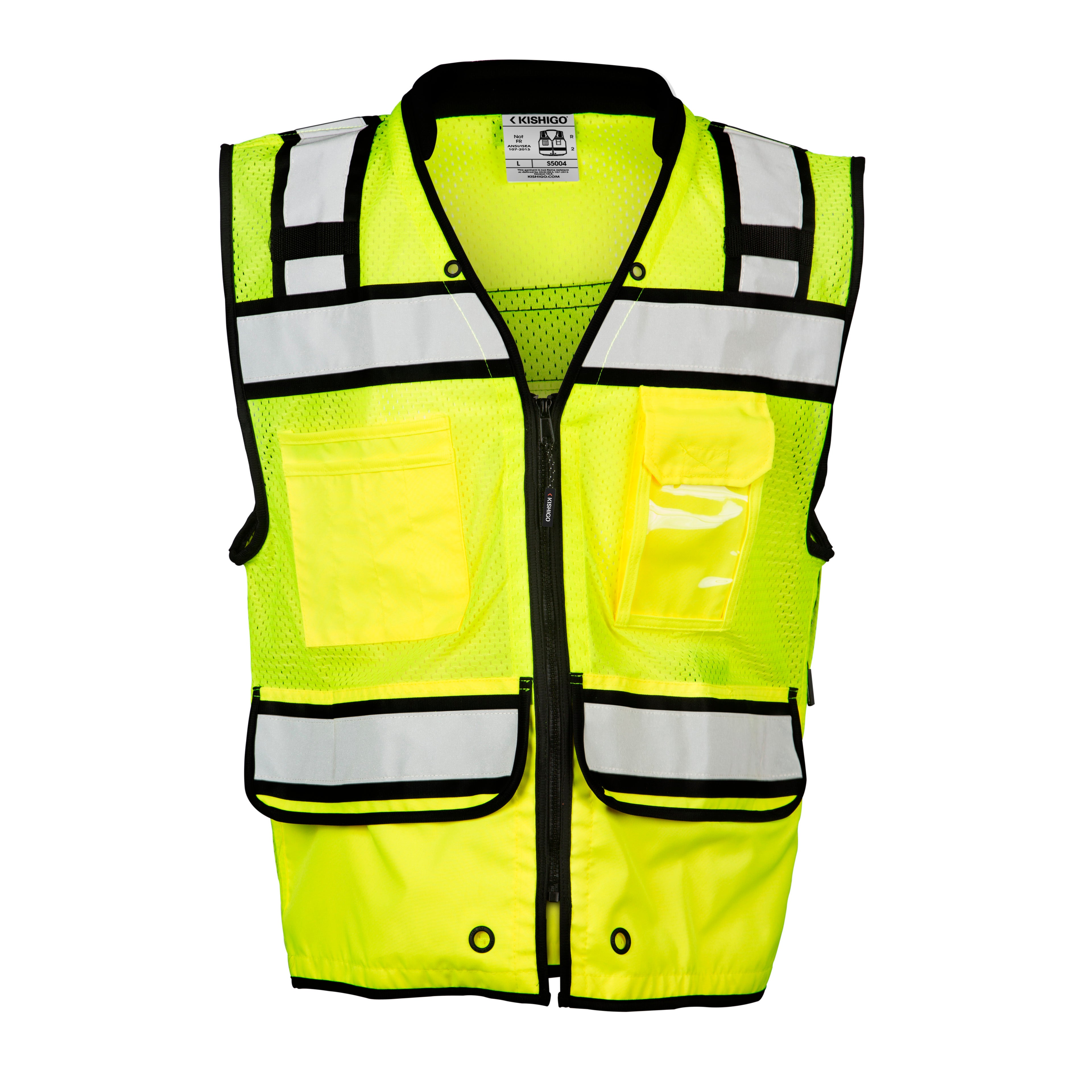 Kishigo S5004 High Performance Surveyors Vest Hi-Vis Lime ANSI Class 2 - Safety Vest