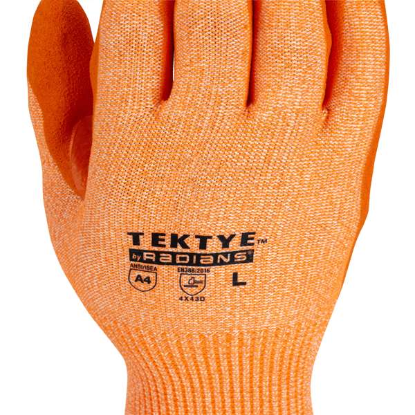 Radians RWG703 RWG703 TEKTYE® A4 Hi-Vis Cut Protective Work Glove Hi-Vis Orange - Safety Glasses