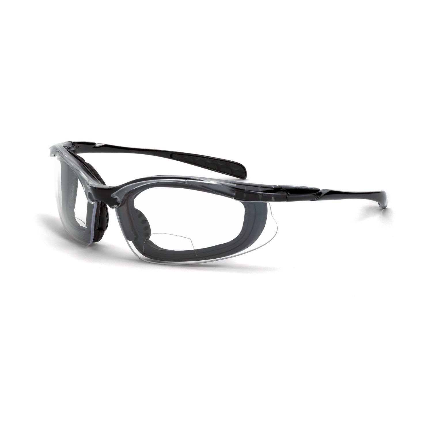 Concept Foam Lined Bifocal Safety Eyewear Crystal Black Frame Clear Lens 2.5 Diopter