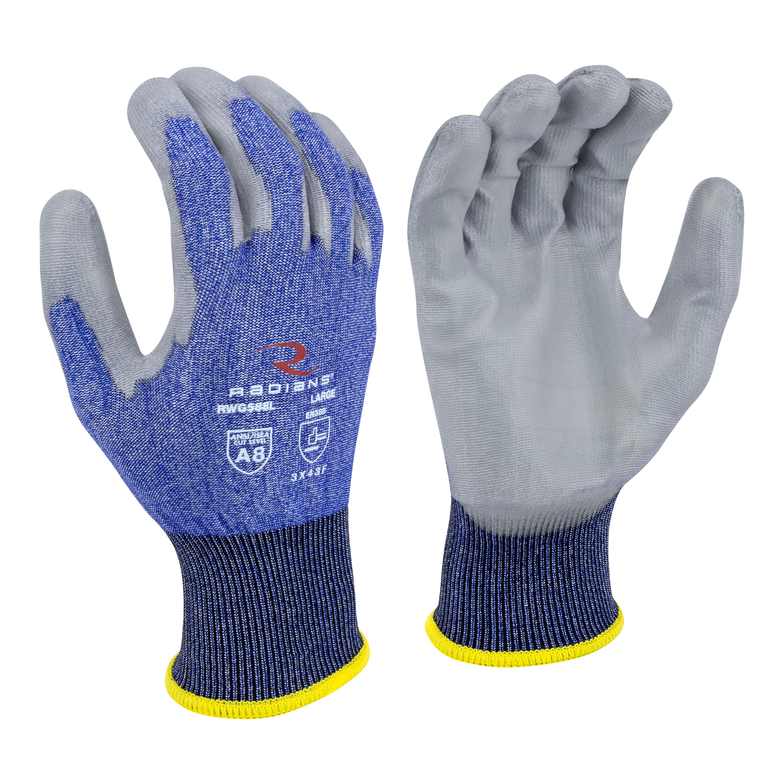 Radians RWG588 RWG588 Cut Protection Level A8 PU Coated Glove - Work Gloves