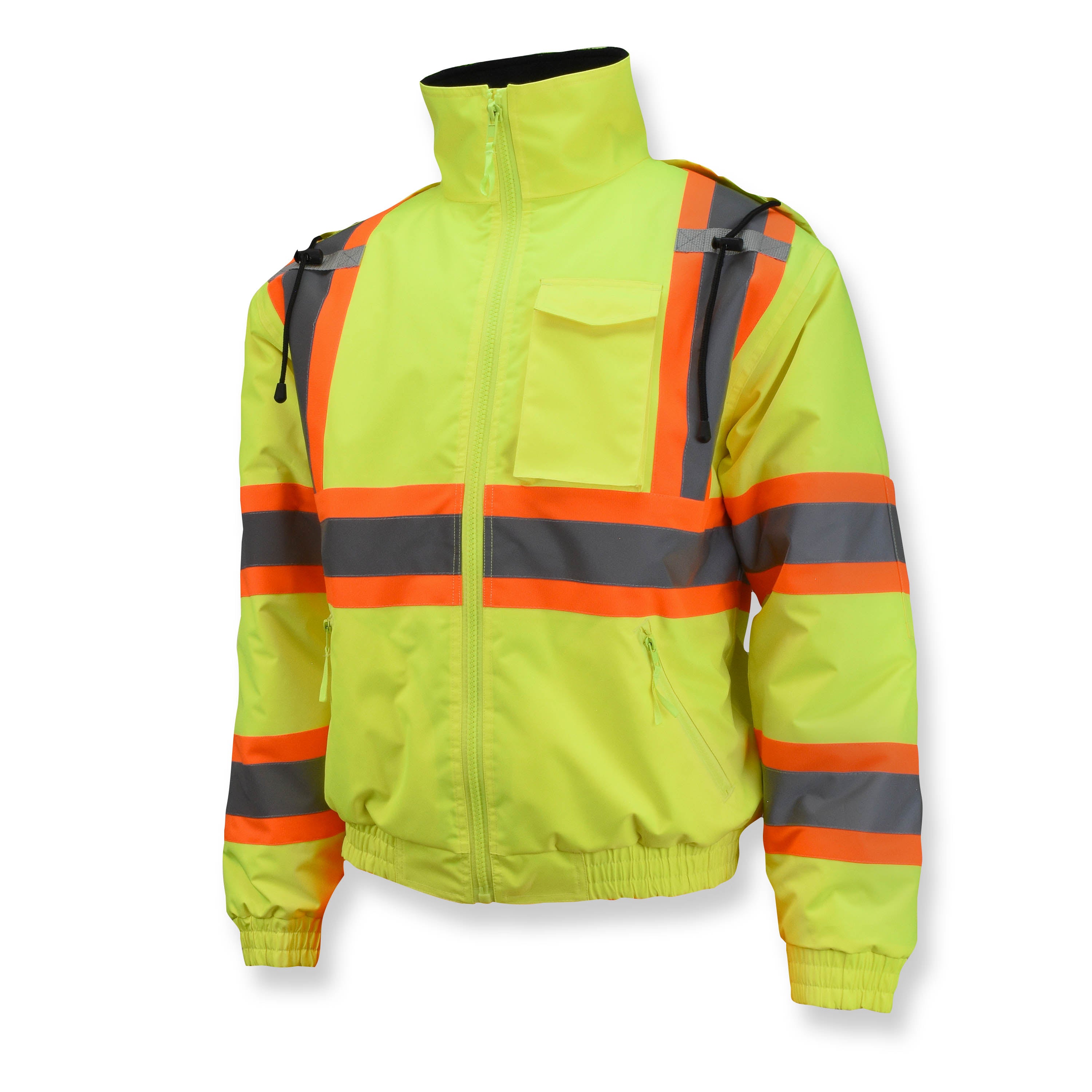 Radians SJ11QX-3Z SJ11QX-3 Class 3 X-Back High Visibility Quilted Bomber Jacket with Hood ANSI Class 3 - Safety Jacket