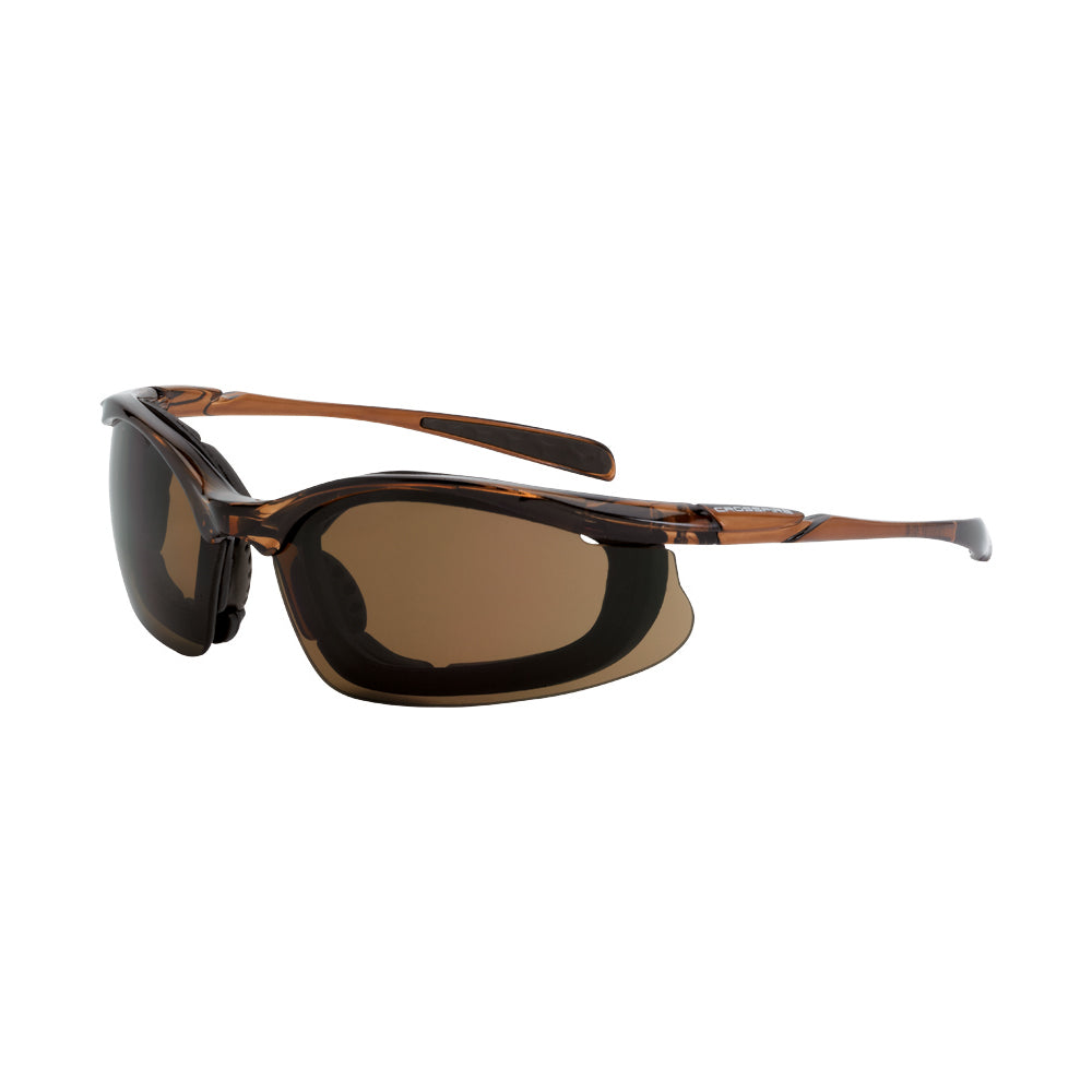 Concept Foam Lined Safety Eyewear Crystal Brown Frame HD Brown Anti-Fog Lens