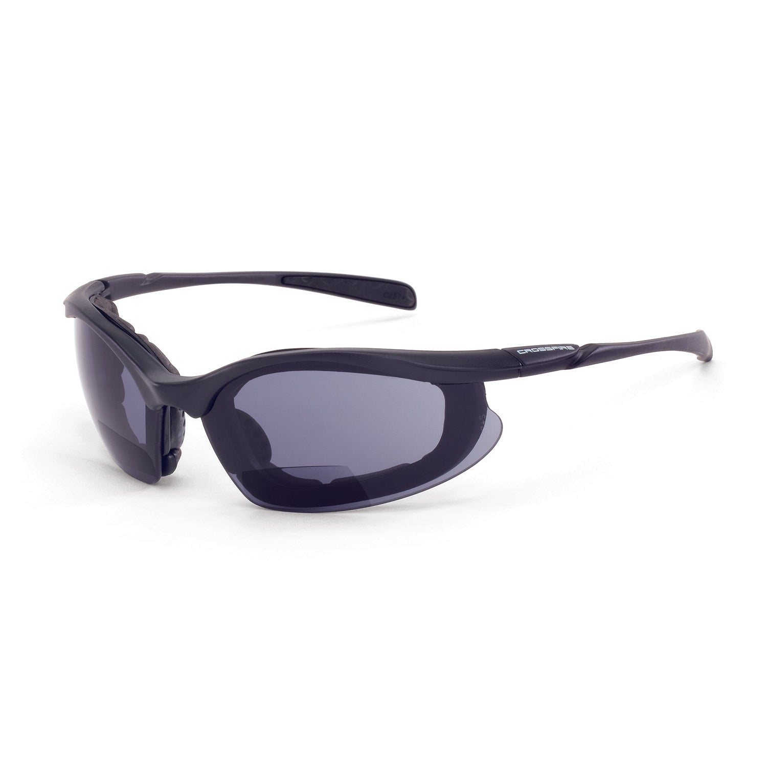 Concept Foam Lined Bifocal Safety Eyewear Matte Black Frame Smoke Lens 1.5 Diopter