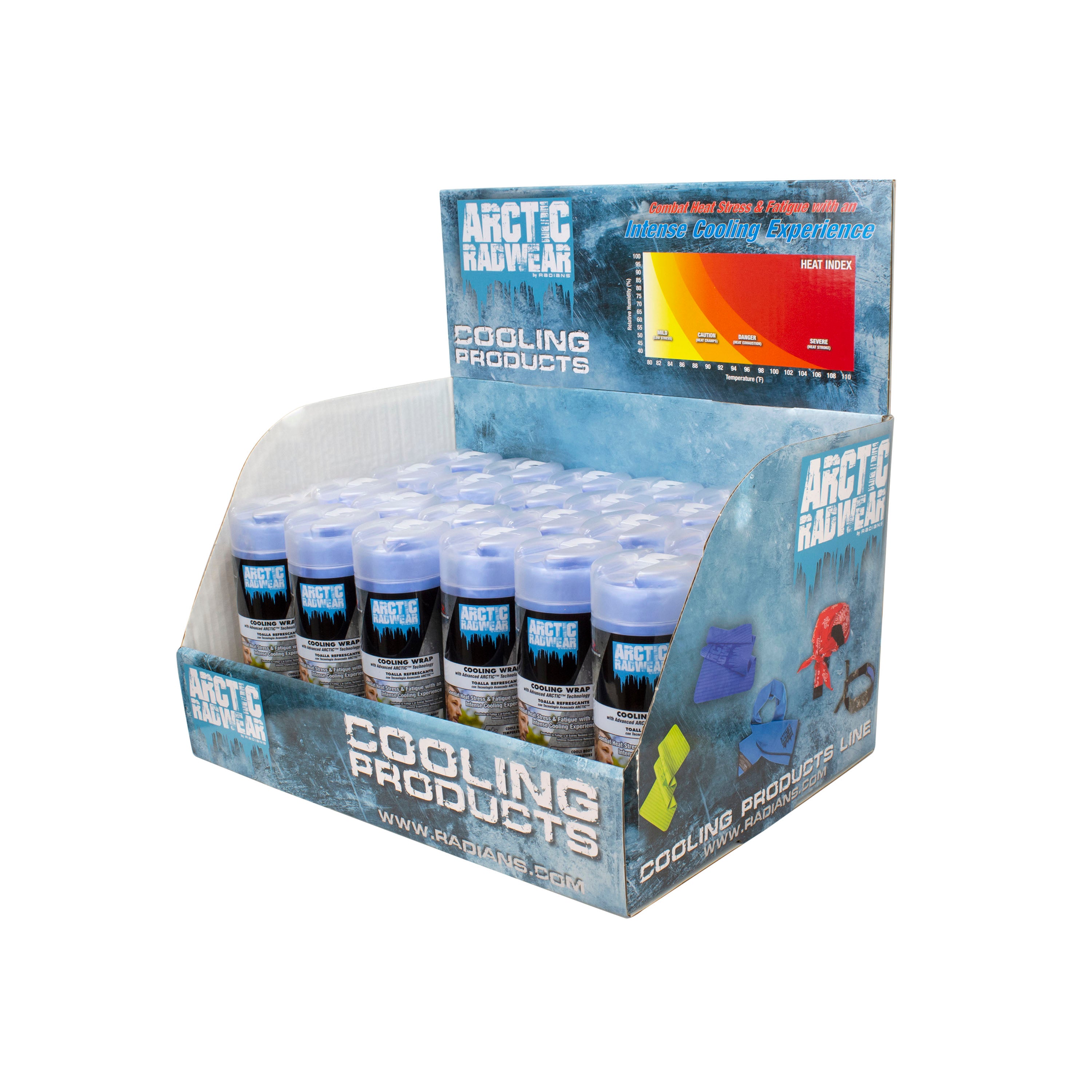 Arctic Radwear® Cooling Wrap Counter Display 24 Blue