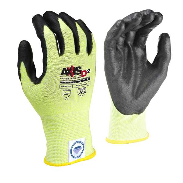 Radians RWGD100 RWGD100 AXIS D2™ Dyneema® Cut Protection Level A3 Touchscreen Glove - Safety Glasses