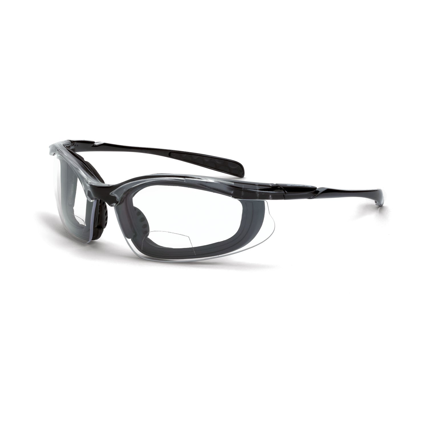 Concept Foam Lined Bifocal Safety Eyewear Crystal Black Frame Clear Lens 2.0 Diopter